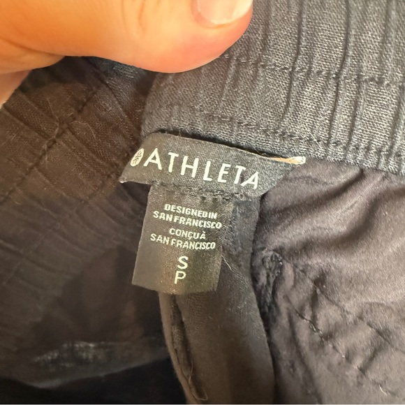 Athleta Retreat Linen High Rise Ankle Pant Black Small - Picture 6 of 10